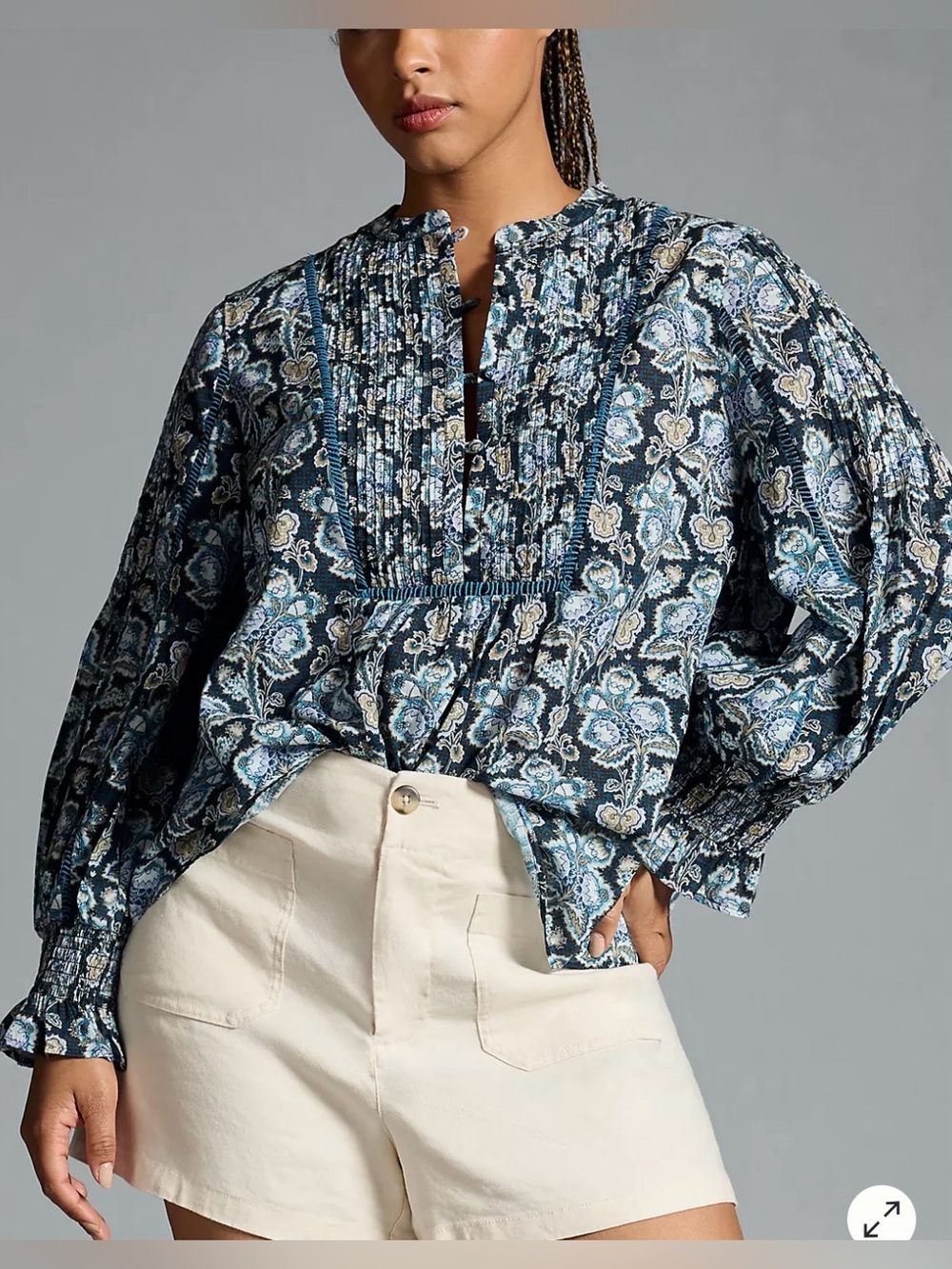 Anthropologie Henley Peasant Cotton Blouse Size XS